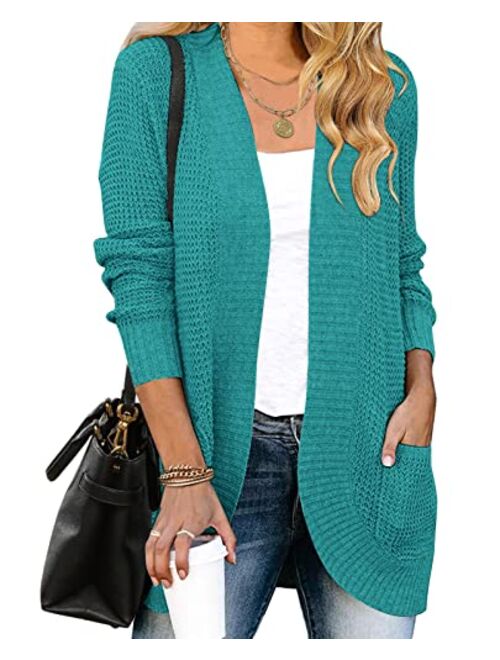 MEROKEETY Womens Long Sleeve Open Front Cardigans Chunky Knit Draped Sweaters Outwear