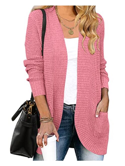 MEROKEETY Womens Long Sleeve Open Front Cardigans Chunky Knit Draped Sweaters Outwear