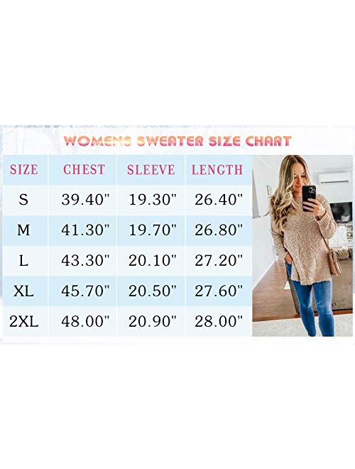 NIASHOT Womens Sweaters Crewneck Long Sleeve Side Slit Tunic Tops for Leggings