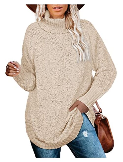 NIASHOT Womens Sweaters Crewneck Long Sleeve Side Slit Tunic Tops for Leggings