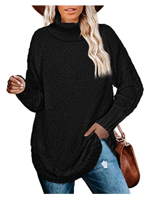 NIASHOT Womens Sweaters Crewneck Long Sleeve Side Slit Tunic Tops for Leggings