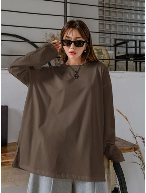 DAZY Split Hem Drop Shoulder Tee