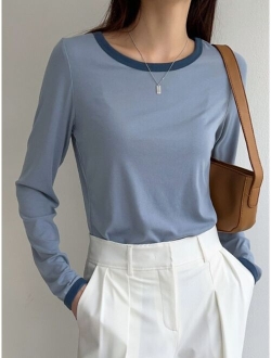 Round Neck Contrast Binding Tee