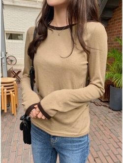 Round Neck Contrast Binding Tee