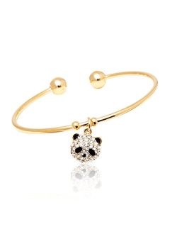 Barzel 18K Gold Plated Crystal Charm Bangle