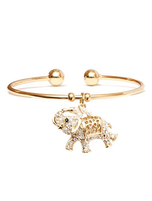 Barzel 18K Gold Plated Crystal Charm Bangle