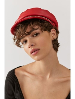 Faux Leather Chain Cabbie Hat