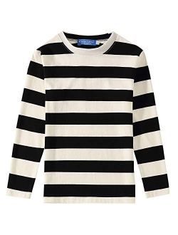 SSLR Big Boys Tshirts Crew Neck Casual Tee Long Sleeve Stripe T Shirts for Kids