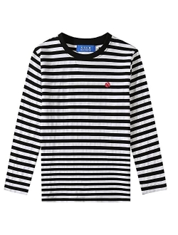 SSLR Big Boys Tshirts Crew Neck Casual Tee Long Sleeve Stripe T Shirts for Kids