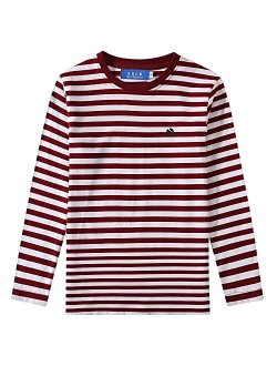 SSLR Big Boys Tshirts Crew Neck Casual Tee Long Sleeve Stripe T Shirts for Kids