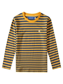 SSLR Big Boys Tshirts Crew Neck Casual Tee Long Sleeve Stripe T Shirts for Kids