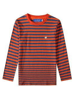 SSLR Big Boys Tshirts Crew Neck Casual Tee Long Sleeve Stripe T Shirts for Kids