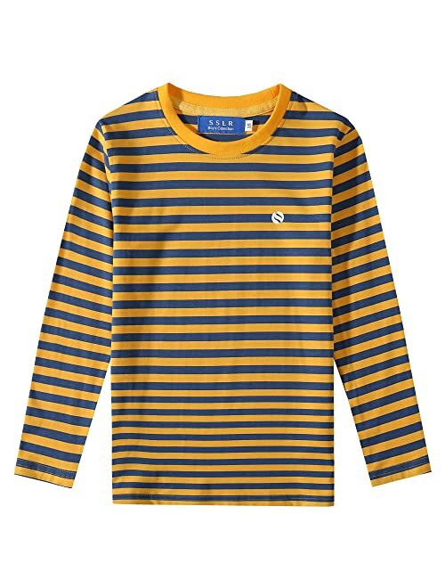 Gaming SSLR Big Boys Tshirts Crew Neck Casual Tee Long Sleeve Stripe T Shirts for Kids