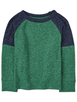 Baby Boys and Toddler Boys Long Sleeve Colorblock Crew Neck Tops