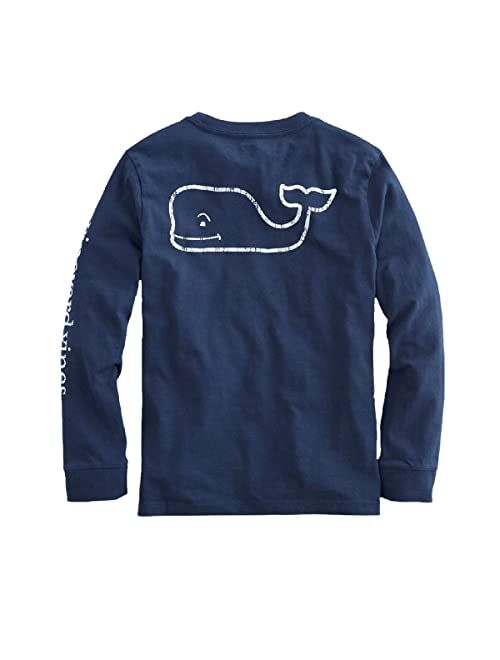 vineyard vines Kids' Long-Sleeve Vintage Whale Garment-Dyed Pocket Tee