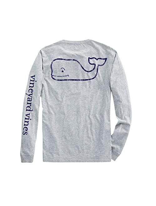 vineyard vines Kids' Long-Sleeve Vintage Whale Garment-Dyed Pocket Tee