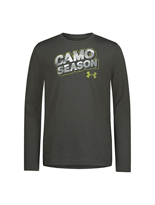 Under Armour Boys' Outdoor Long Sleeve Tee, Stylish Crew Neckline, Cute Full Fit