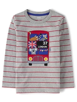 Boys and Toddler Embroidered Graphic Long Sleeve T-Shirts