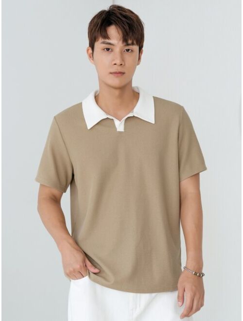 DAZY Men Contrast Collar Polo Shirt