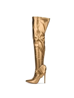 Bonus Over The Knee Boots with Bow, Stiletto Pointy Toe Thigh High Fashion Dress Boots for Women