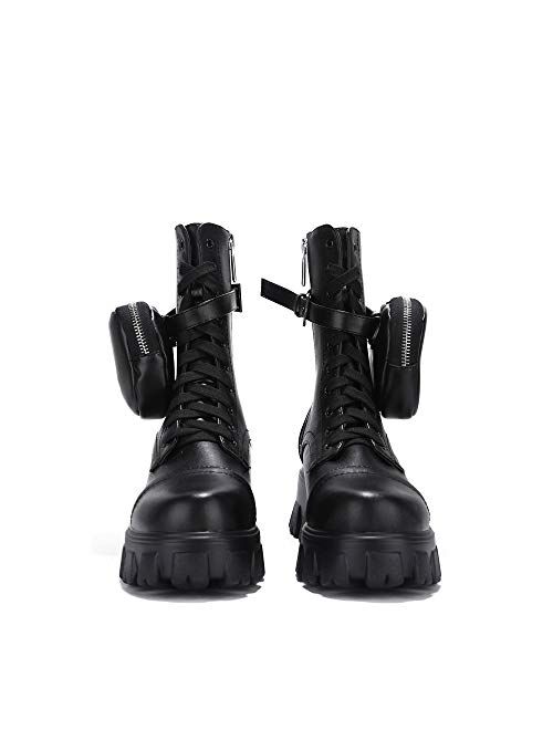 Cape Robbin Monalisa Combat Boots for Women, Platform Boots with Chunky Block Heels, Womens High Tops Boots