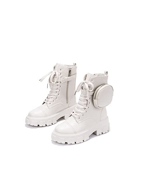 Cape Robbin Monalisa Combat Boots for Women, Platform Boots with Chunky Block Heels, Womens High Tops Boots