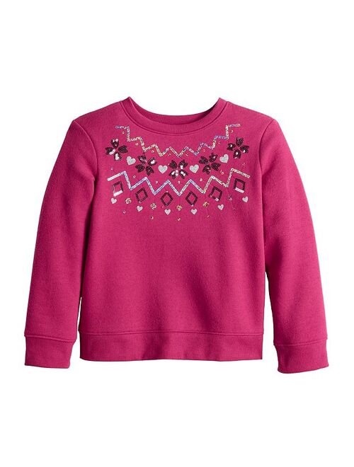 Girls 4-12 Jumping Beans Embellished Crewneck Pullover Sweatshirt