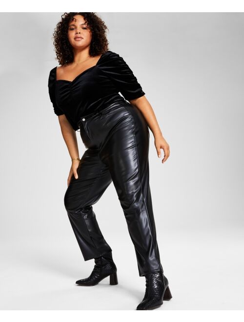 AND NOW THIS Trendy Plus Size Faux-Leather Pants