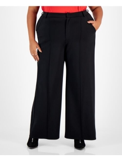 Plus Size High-Rise Wide-Leg Ponte-Knit Pants, Created for Macy's