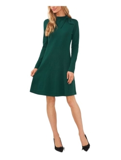 CECE Women's Mock Neck Sweater Tie Dress