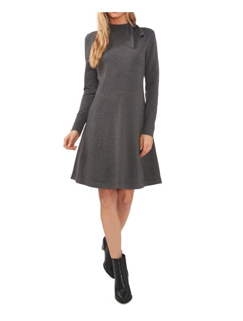 CECE Women's Mock Neck Sweater Tie Dress