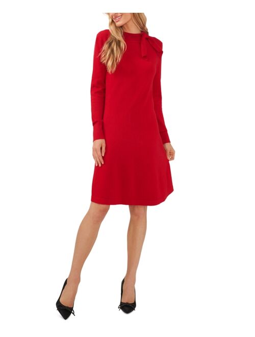 CECE Women's Mock Neck Sweater Tie Dress