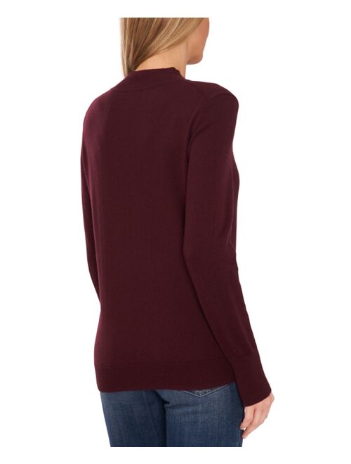 CECE Mock Neck Sweater with Tie