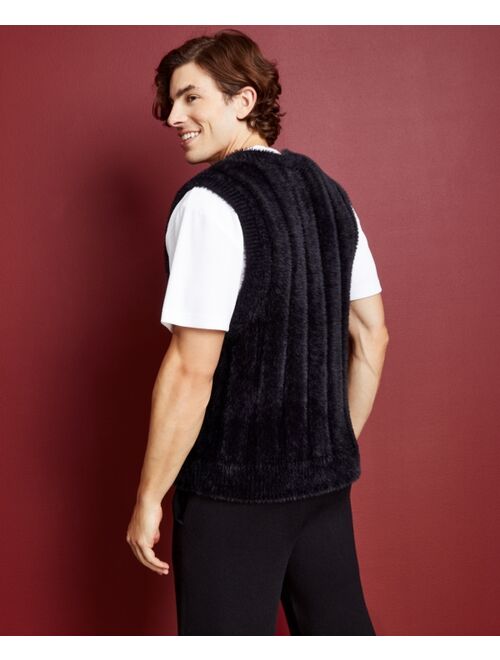 ROYALTY BY MALUMA Men's Relaxed-Fit Eyelash V-Neck Sweater Vest, Created For Macy's