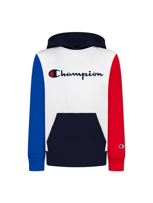 CHAMPION Big Boys Color Blocked Script Fleece Hoodie