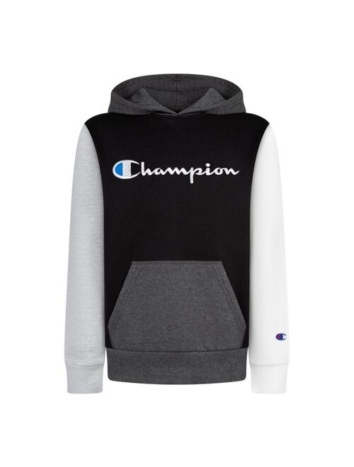 CHAMPION Big Boys Color Blocked Script Fleece Hoodie