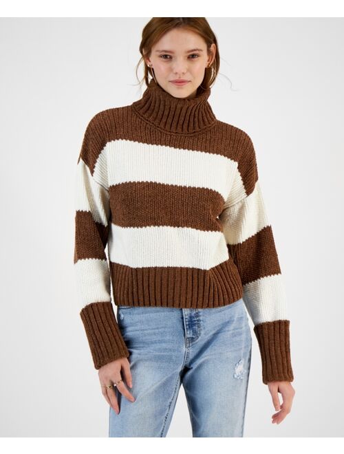 HIPPIE ROSE Juniors' Striped Turtleneck Sweater