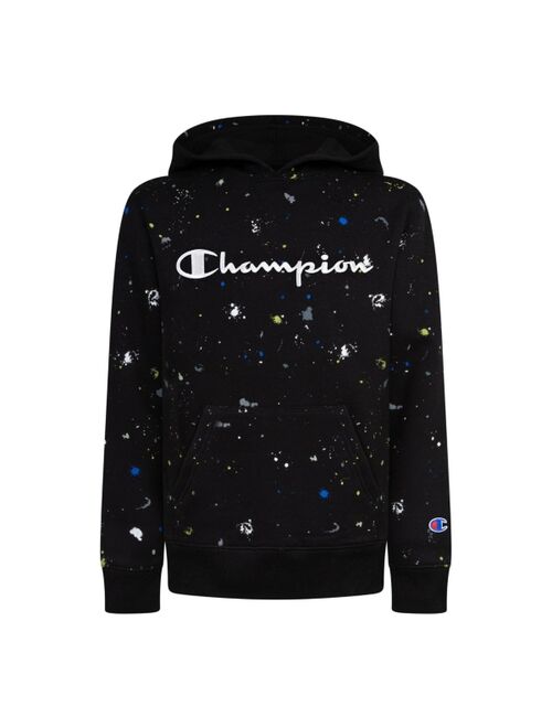 CHAMPION Big Boys All Over Print Paint Splatter Fleece Hoodie