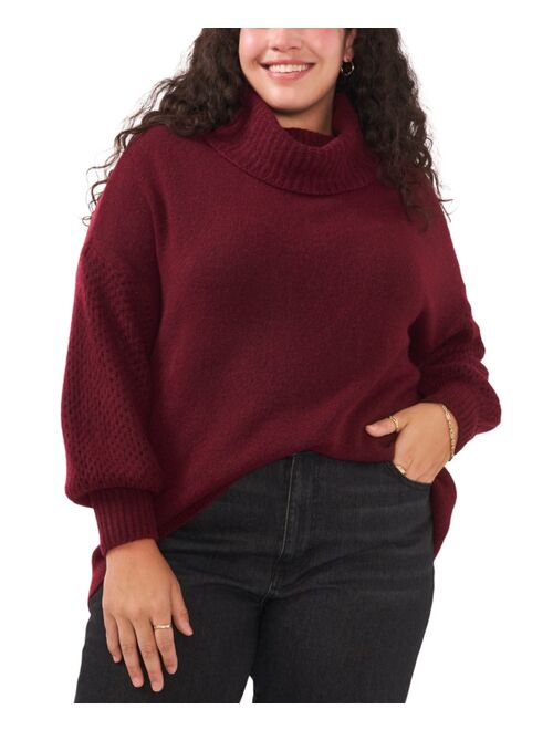 VINCE CAMUTO Plus Size Turtleneck Blouson-Sleeve Sweater