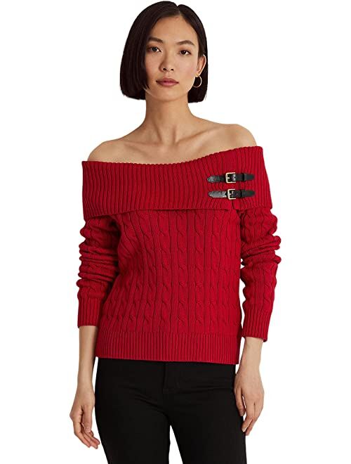 Polo Ralph Lauren LAUREN RALPH LAUREN Women's Off-the-Shoulder Cable-Knit Sweater