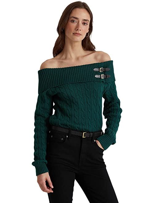 Polo Ralph Lauren LAUREN RALPH LAUREN Women's Off-the-Shoulder Cable-Knit Sweater