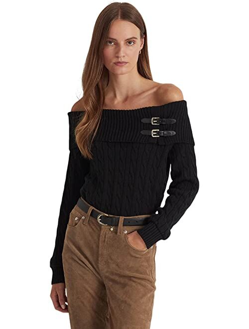 Polo Ralph Lauren LAUREN RALPH LAUREN Women's Off-the-Shoulder Cable-Knit Sweater