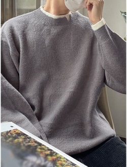 Men Contrast Trim Drop Shoulder Sweater