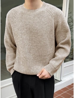 Men Raglan Sleeve Ribbed Knit Sweater