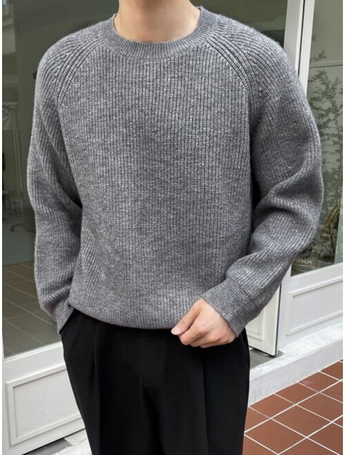 DAZY Men Raglan Sleeve Ribbed Knit Sweater