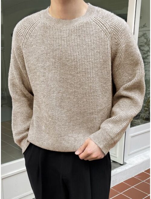 DAZY Men Raglan Sleeve Ribbed Knit Sweater