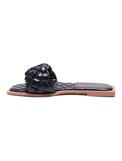 London Rag Marcue Women's Woven Slide Sandals