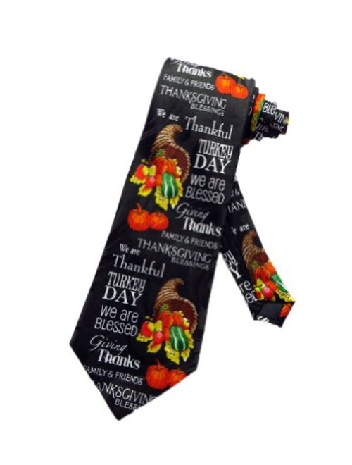 Steven Harris Mens Thanksgiving Cornucopia Necktie - Black - One Size Neck Tie