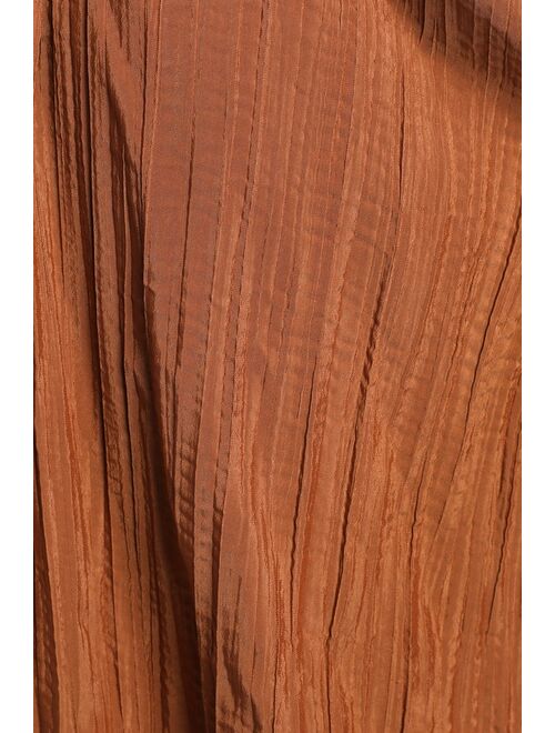 Lulus Pleat Code Brown Pleated Wide-Leg Pants