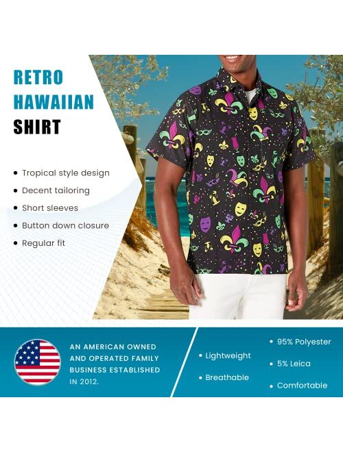 Funny Guy Mugs Men's Hawaiian Print Button Down Short Sleeve Thanksgiving Shirt